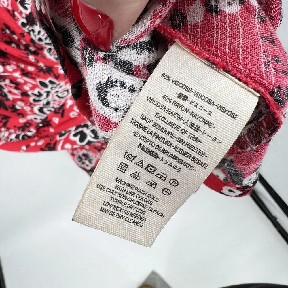 Free People Tough Love Maxi‎ Shirtdress In Red Women’s 4 Long Sleeve Floral Boho